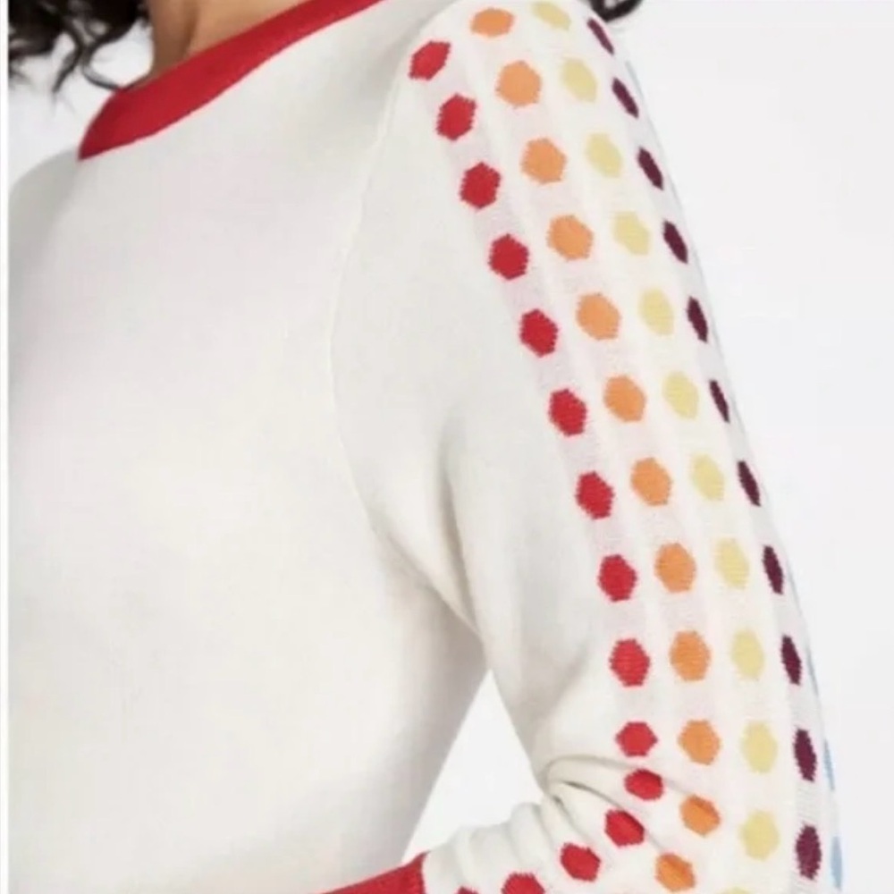 Modcloth Cream Sweater with Red Trim. 3/4 sleeve. - Picture 2 of 9